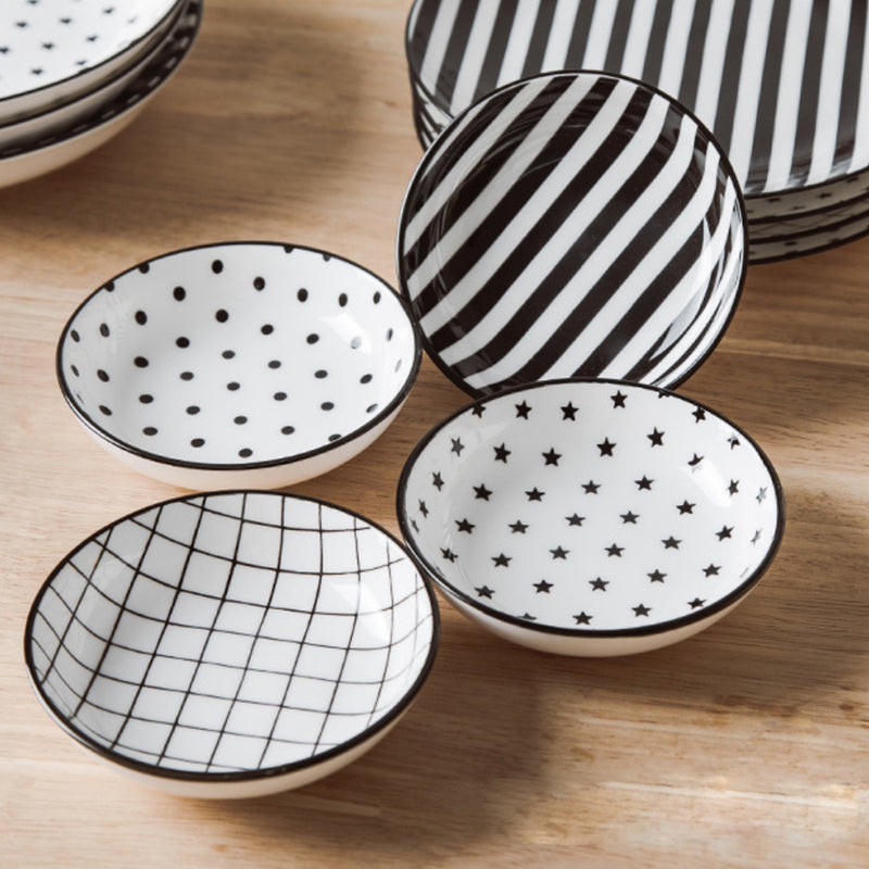 Black and White Deep Plate - Serving plate, pasta plate, lunch plate, deep plate | Plates for dining table & home decor