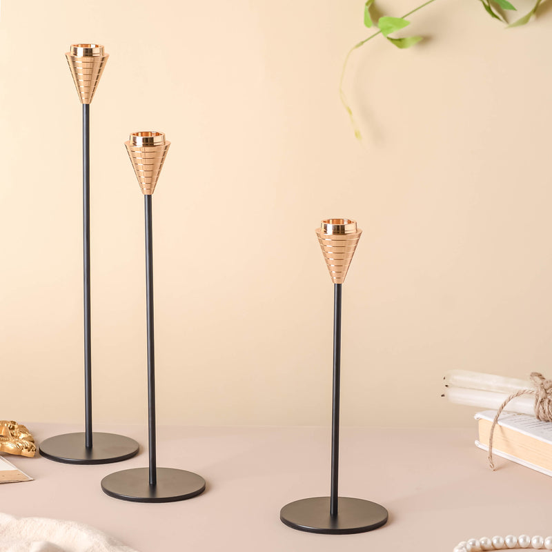 Golden Tip Candle Stand Set Of 3 - Candle stand | Room decoration ideas