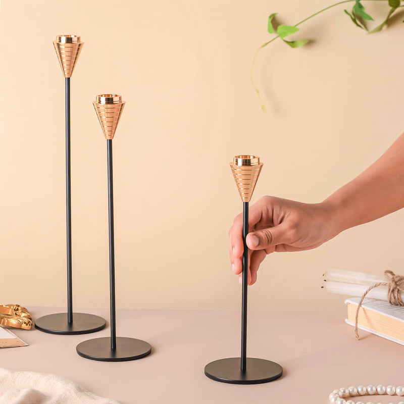 Golden Tip Candle Stand Set Of 3 - Candle stand | Room decoration ideas
