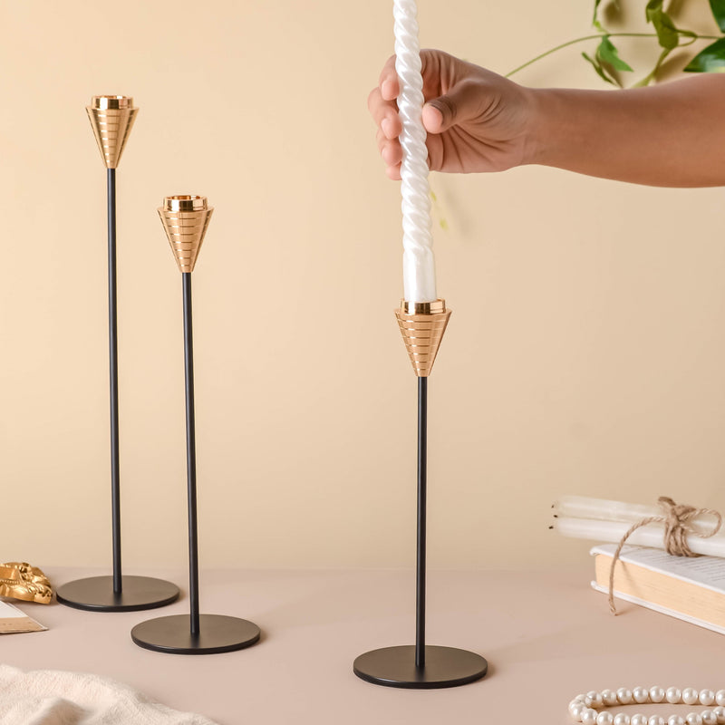 Golden Tip Candle Stand Set Of 3 - Candle stand | Room decoration ideas