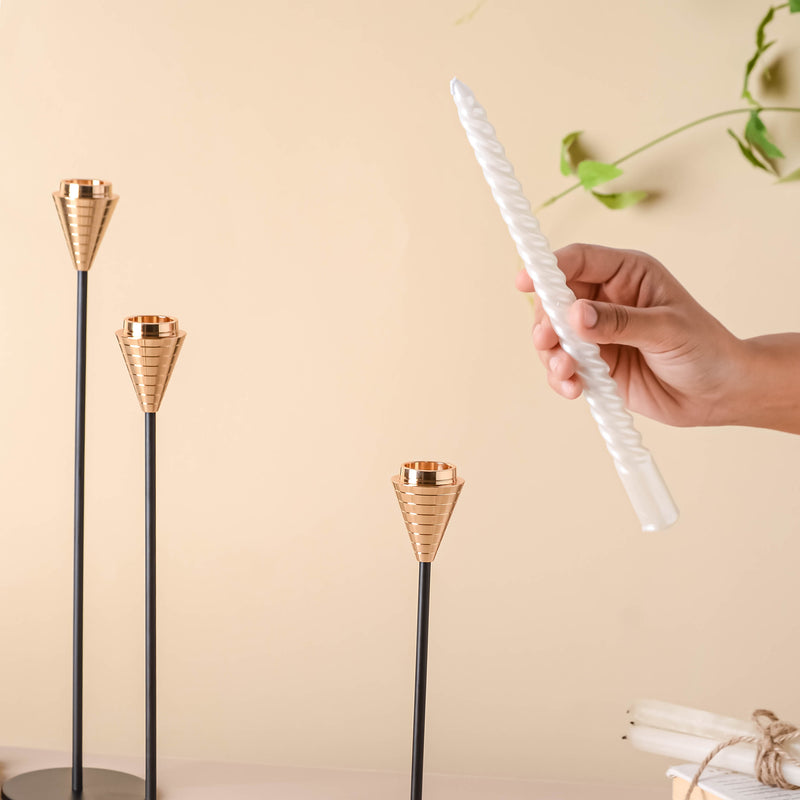 Golden Tip Candle Stand Set Of 3 - Candle stand | Room decoration ideas