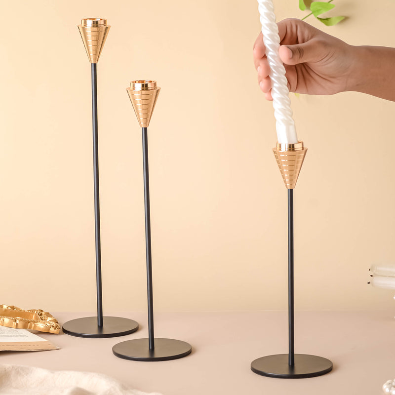 Golden Tip Candle Stand Set Of 3 - Candle stand | Room decoration ideas