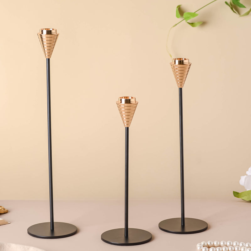 Golden Tip Candle Stand Set Of 3 - Candle stand | Room decoration ideas