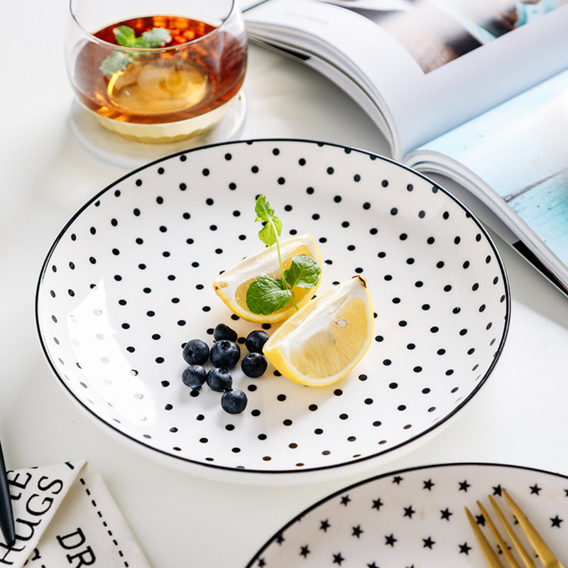 Black and White Deep Plate - Serving plate, pasta plate, lunch plate, deep plate | Plates for dining table & home decor