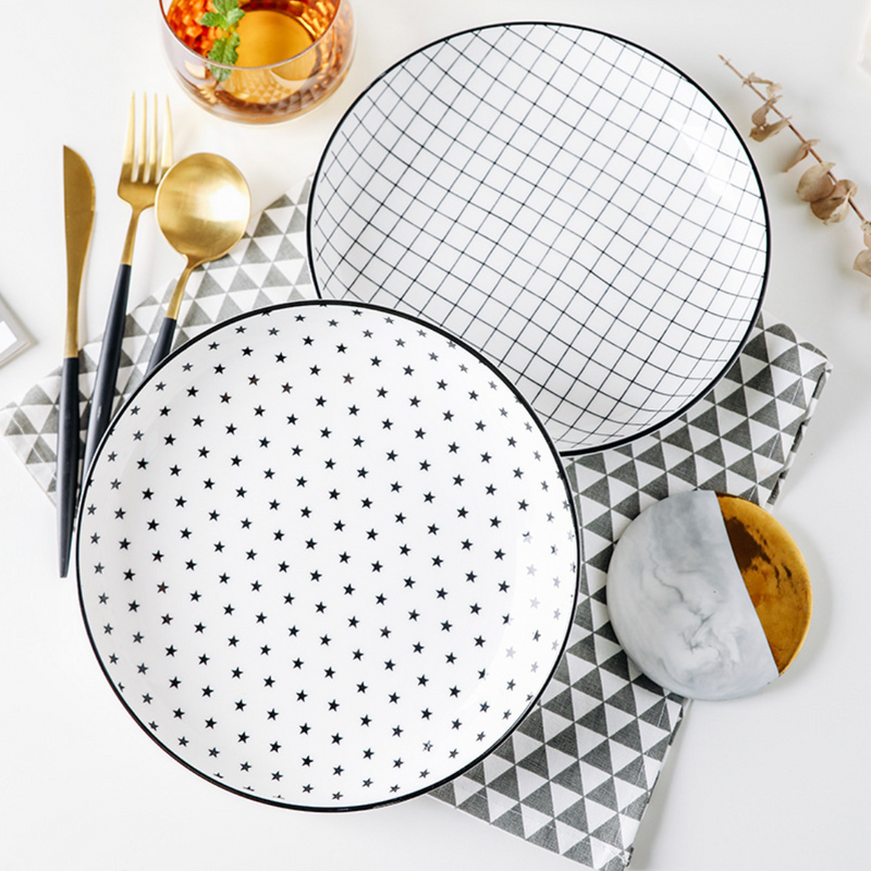 Black and White Deep Plate - Serving plate, pasta plate, lunch plate, deep plate | Plates for dining table & home decor