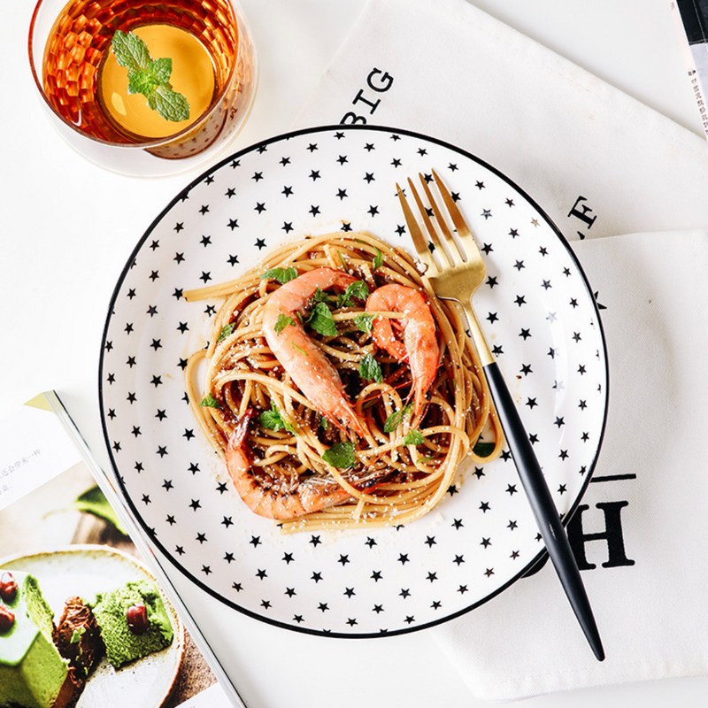 Black and White Deep Plate - Serving plate, pasta plate, lunch plate, deep plate | Plates for dining table & home decor