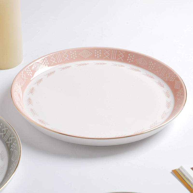 Azo Pink Grey 34 Piece Dinner Set For 6