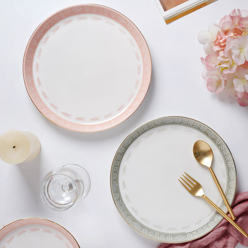Azo Pink Grey 34 Piece Dinner Set For 6