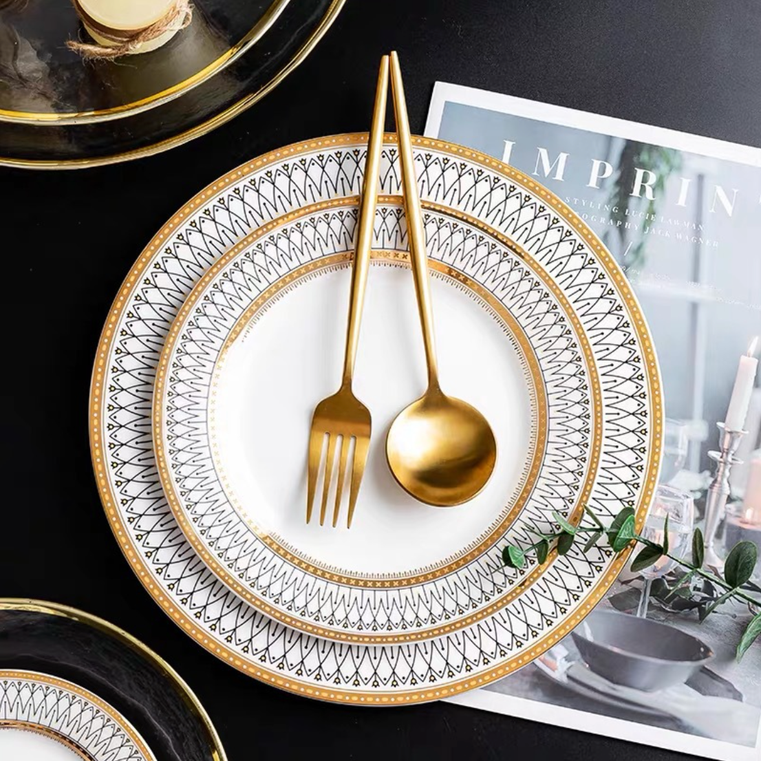 Gold dessert clearance plates