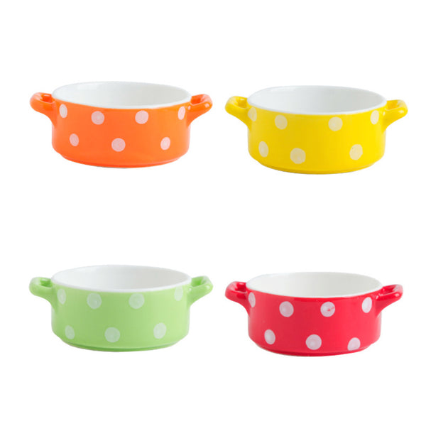 Dots Baking Bowl Set of 4 - Bowl, ceramic bowl, dip bowls, chutney bowl, dip bowls ceramic | Bowls for dining table & home decor 