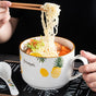 Noodle Cup With Lid - Ramen bowl, bowl with lid, white bowl, bowl with handle, large bowl, noodle bowl