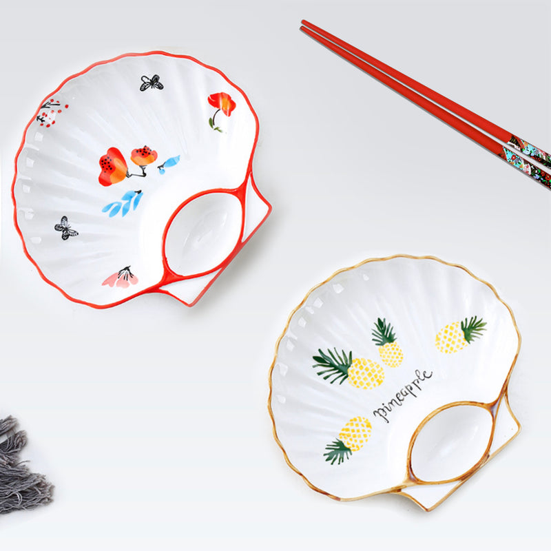 Seashell Snack Plate - Serving plate, snack plate, momo plate, plate with compartment | Plates for dining table & home decor