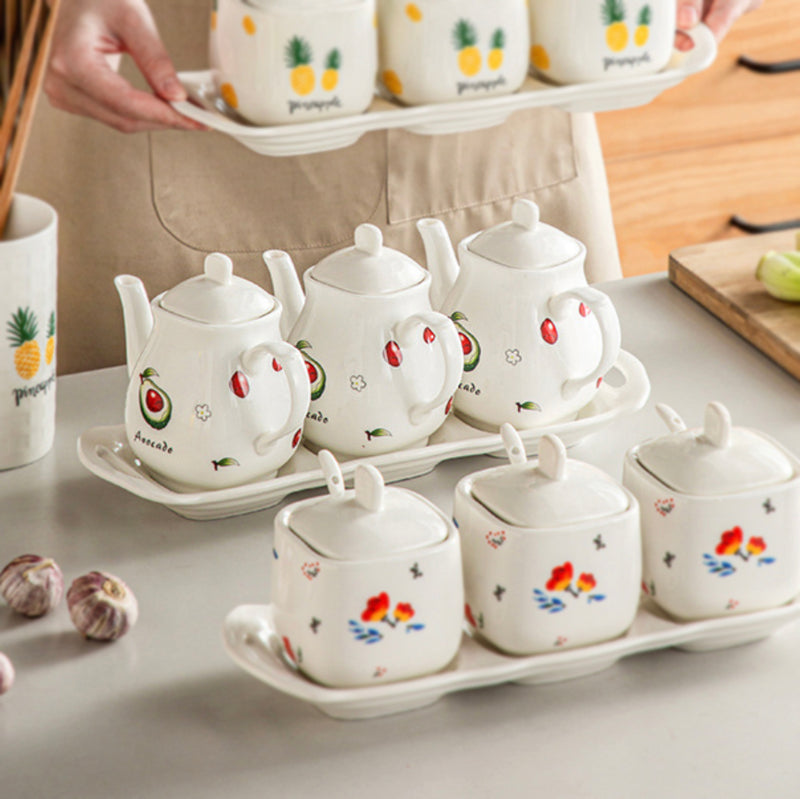 Avocado Condiment Kettle Set Of 3 - Jar