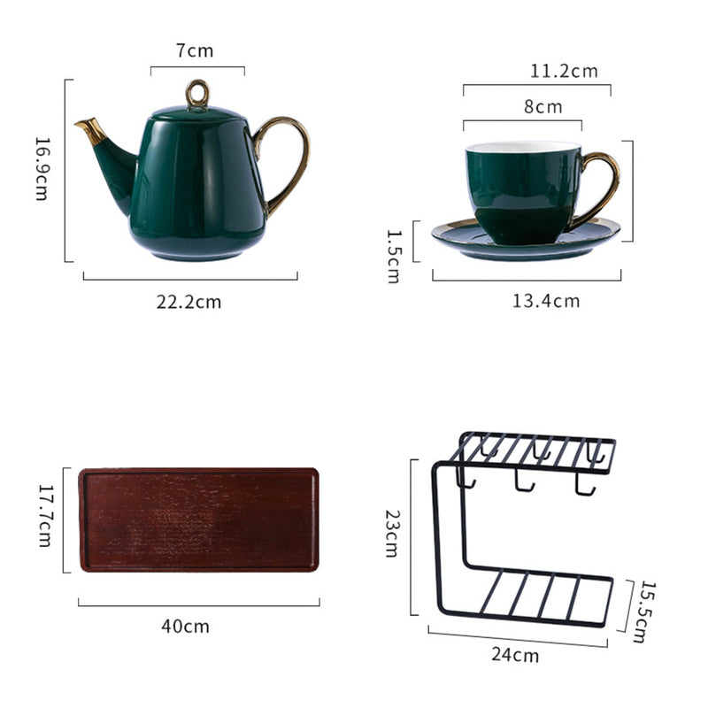 Emerald Tea Set With Stand - Tea cup set, tea set, teapot set | Tea set for Dining Table & Home Decor