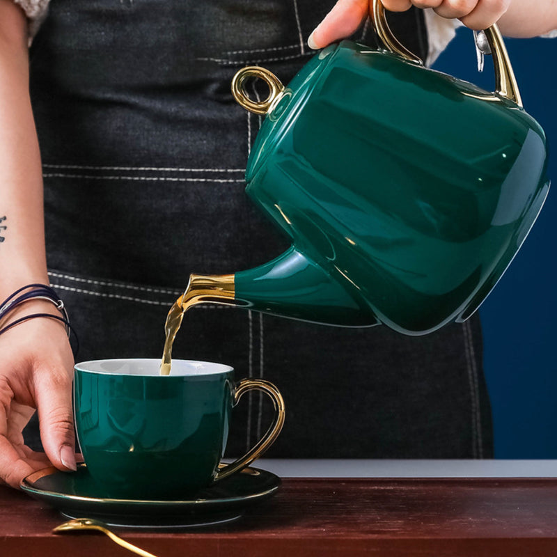 Emerald Tea Set With Stand - Tea cup set, tea set, teapot set | Tea set for Dining Table & Home Decor
