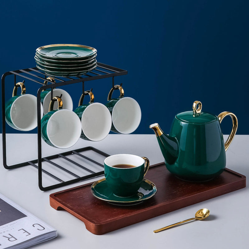 Emerald Tea Set With Stand - Tea cup set, tea set, teapot set | Tea set for Dining Table & Home Decor