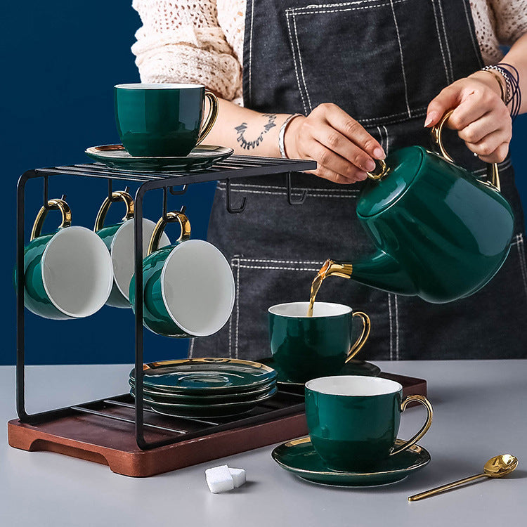 Emerald Tea Set With Stand - Tea cup set, tea set, teapot set | Tea set for Dining Table & Home Decor
