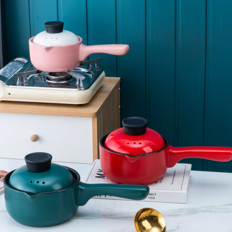Ceramic Pot With Lid And Handle - Cooking Pot