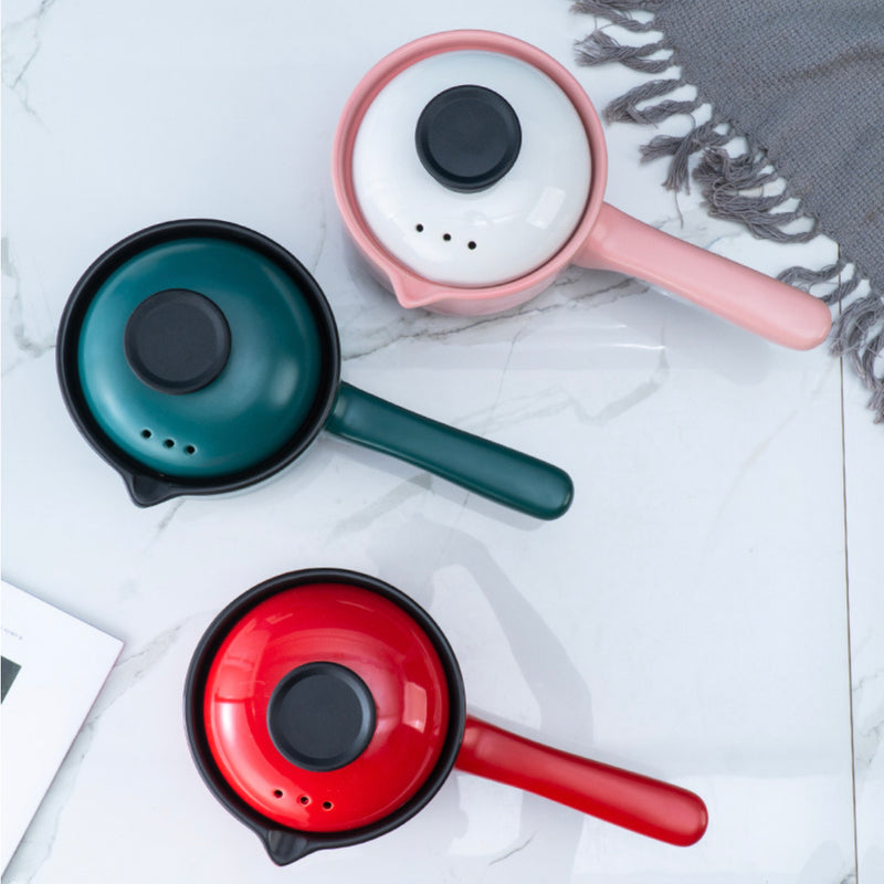 Ceramic Pot With Lid And Handle - Cooking Pot