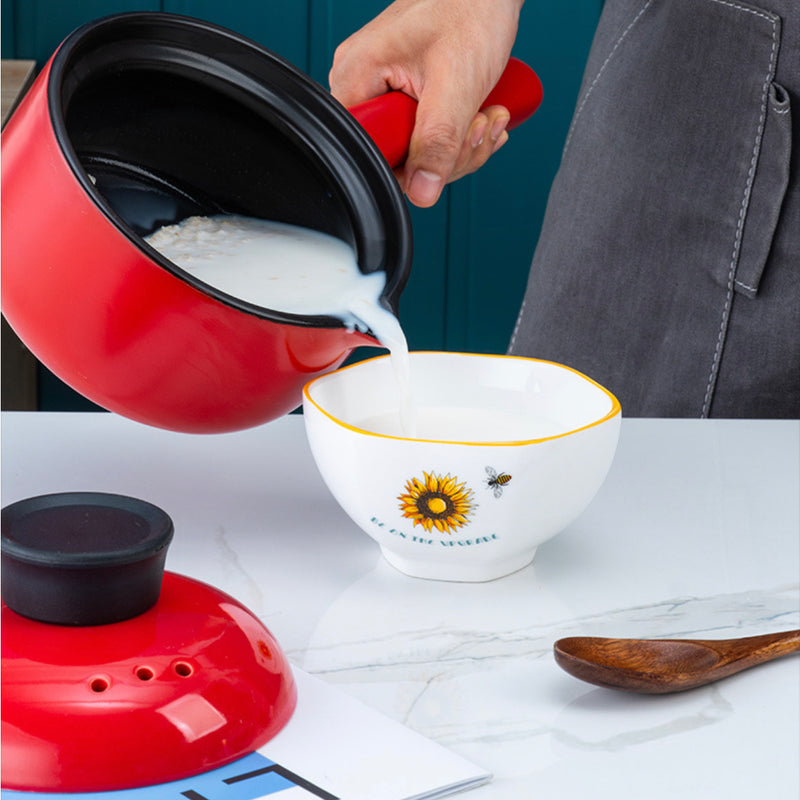 Ceramic Pot With Lid And Handle - Cooking Pot