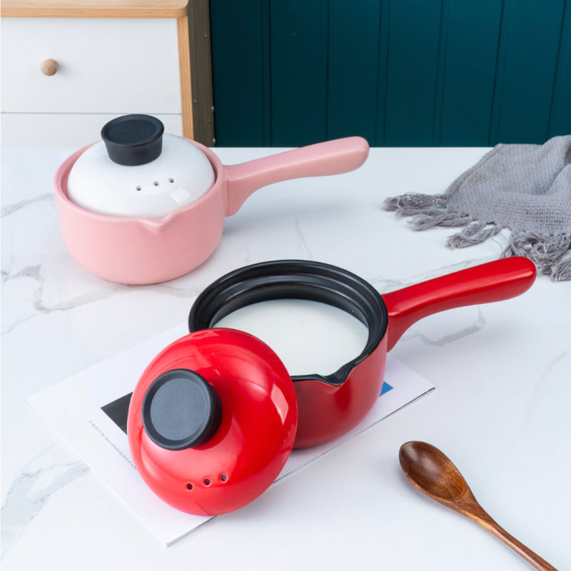 Ceramic Pot With Lid And Handle - Cooking Pot
