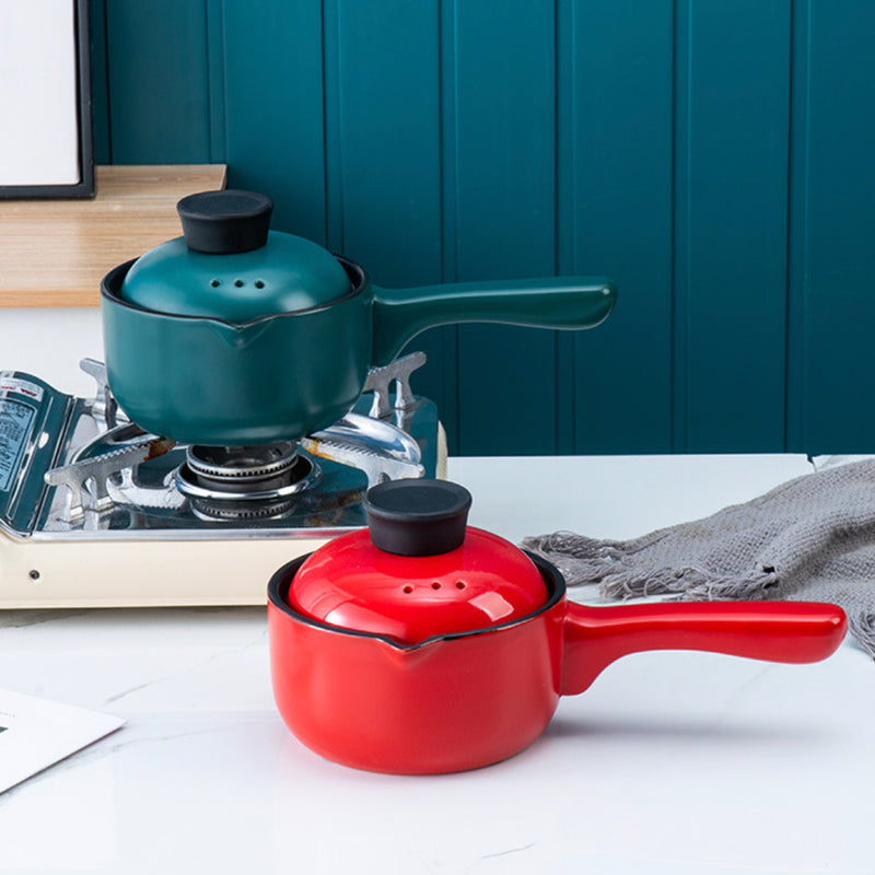 Ceramic Pot With Lid And Handle - Cooking Pot