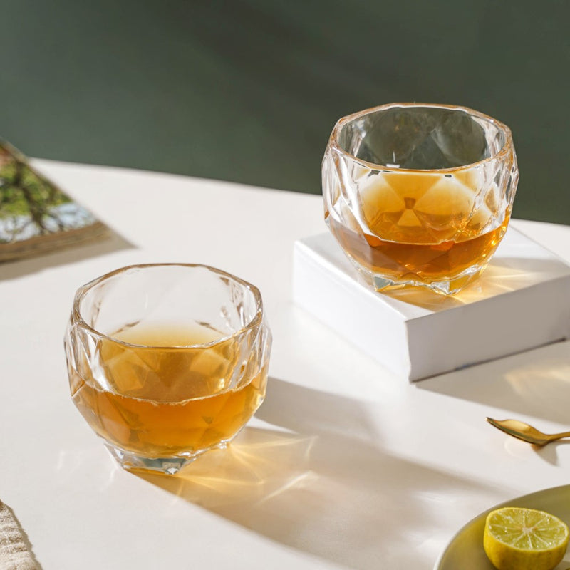Crystal Round Diamond Textured Drinkware Set of 2 250 ml