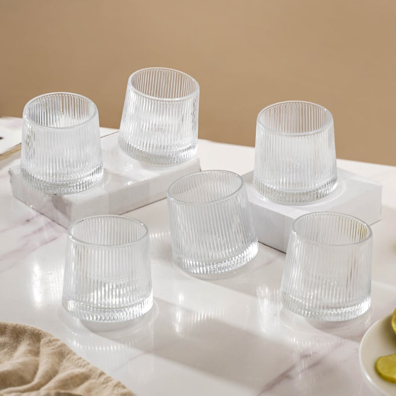 Ribbed Rotating Glass Set Of 6 150ml