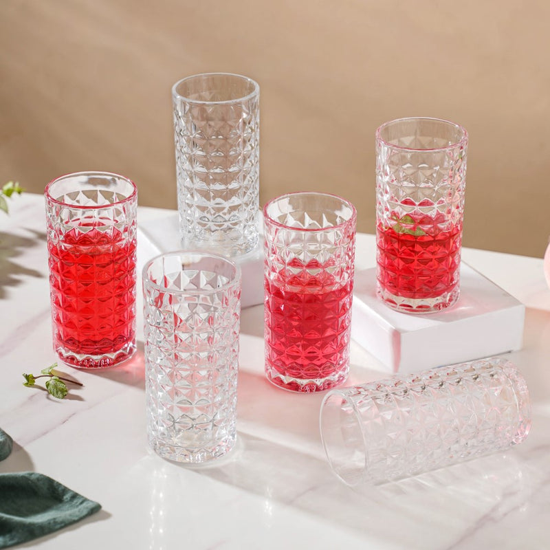 Starcut Textured Large Drinkware Glass Set of 6 250 ml