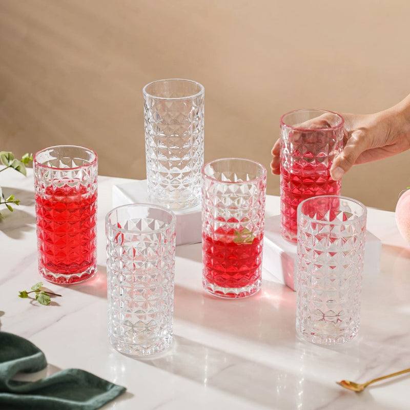 Starcut Textured Large Drinkware Glass Set of 6 250 ml