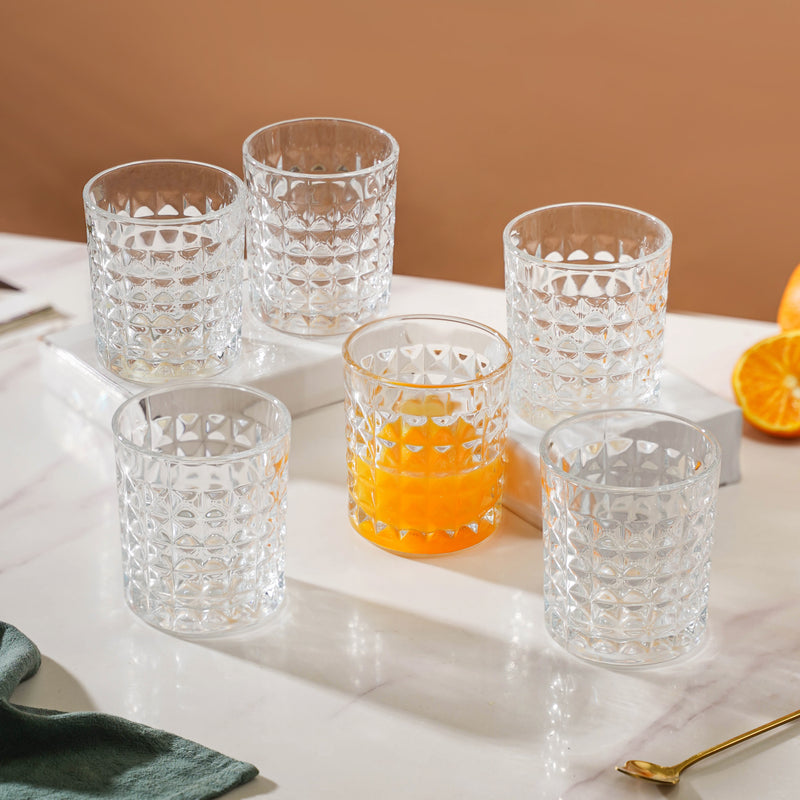 Starcut Textured Small Drinkware Glass Set Of 6 250 ml