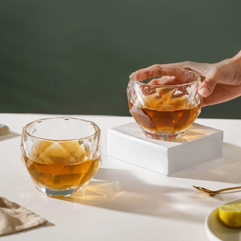 Crystal Round Diamond Textured Drinkware Set of 2 250 ml