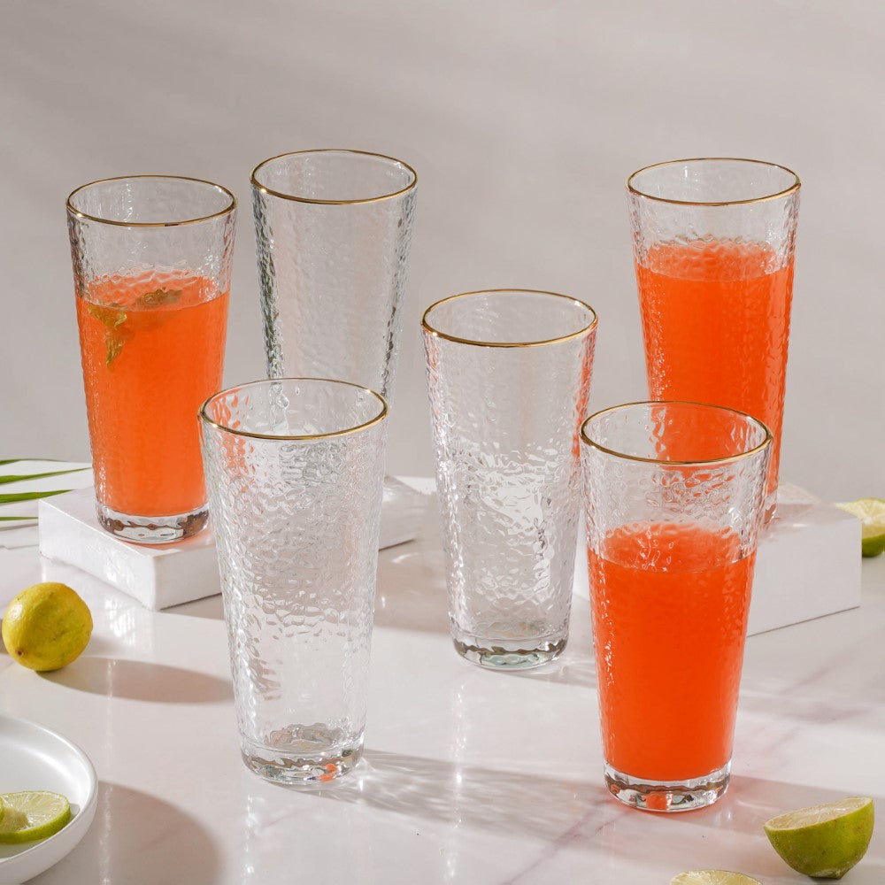 Buy Decorat-In 350ML Tall Water and Juice Glass Set of 6, Tall