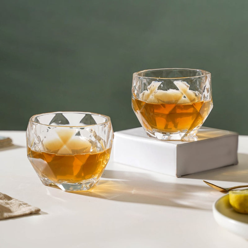 Crystal Round Diamond Textured Drinkware Set of 2 250 ml