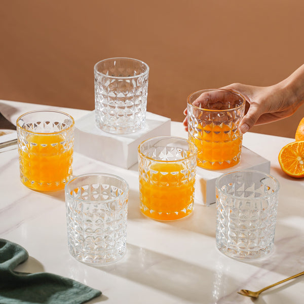 Starcut Textured Small Drinkware Glass Set Of 6 250 ml