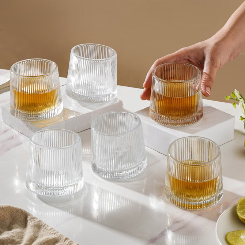 Ribbed Rotating Glass Set Of 6 150ml