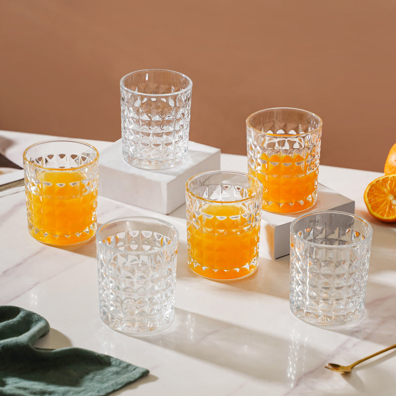 Starcut Textured Small Drinkware Glass Set Of 6 250 ml