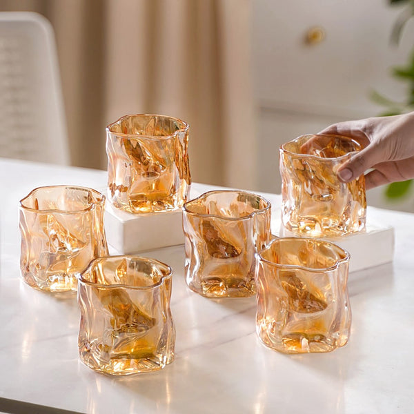 Crystal Water Glass Amber Set of 6