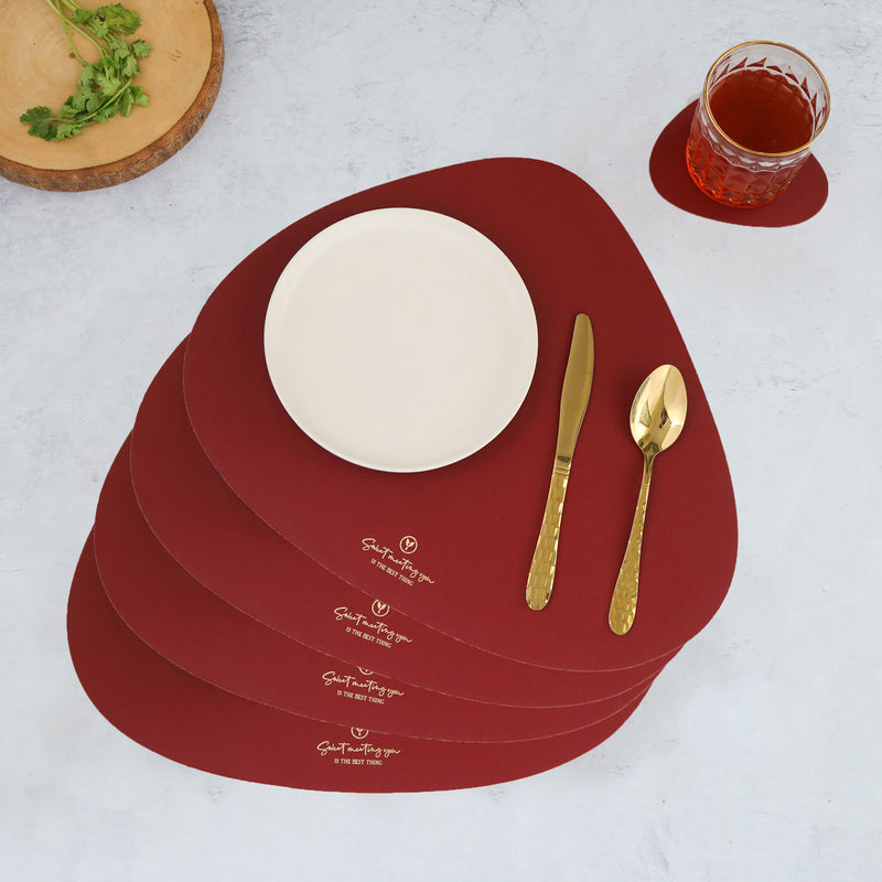 Maroon Leather Dinner Mat Set of 4