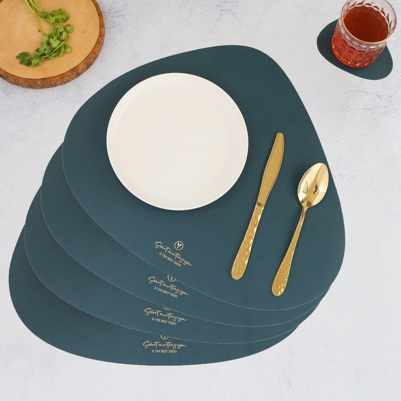 Dark Green Leather Dinner Mat Set of 4