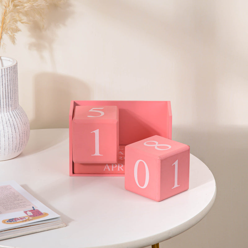 Pink Wooden Table Calendar