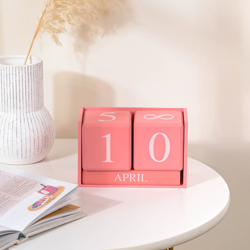 Pink Wooden Table Calendar