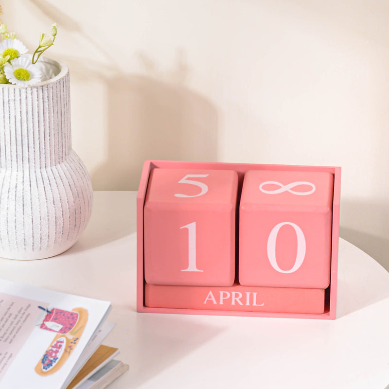 Pink Wooden Table Calendar