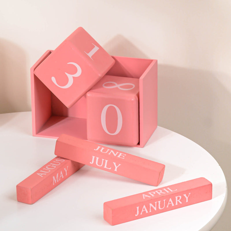 Pink Wooden Table Calendar