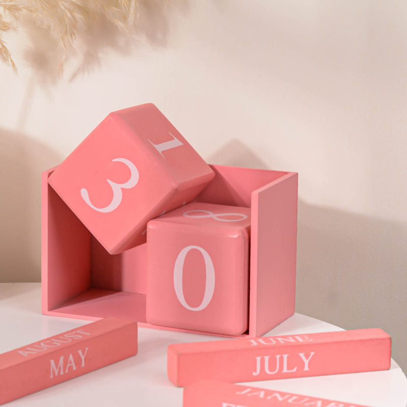 Pink Wooden Table Calendar