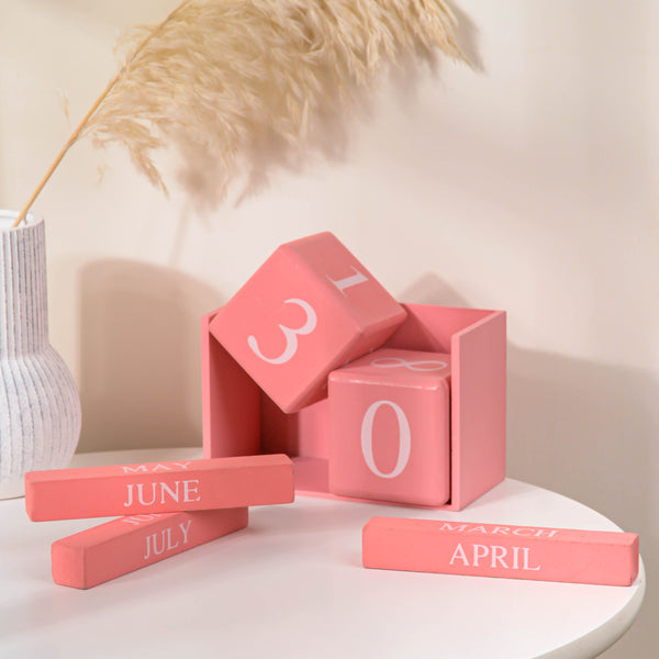 Pink Wooden Table Calendar