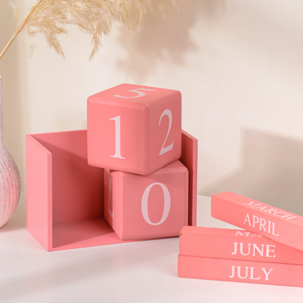 Pink Wooden Table Calendar