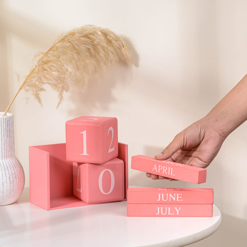 Pink Wooden Table Calendar