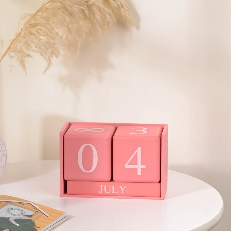 Pink Wooden Table Calendar