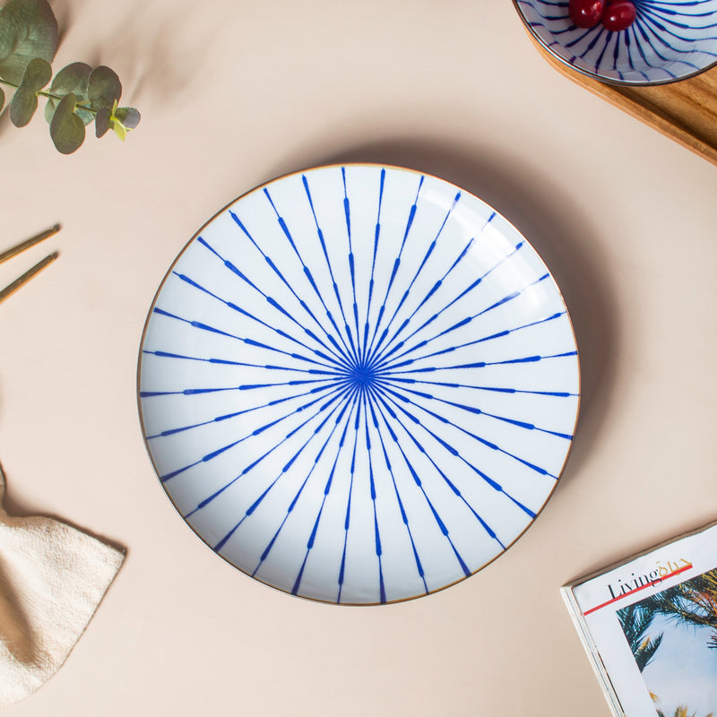 Caspian Cobalt Blue White Plate 7.5 Inch - Serving plate, snack plate, dessert plate | Plates for dining & home decor
